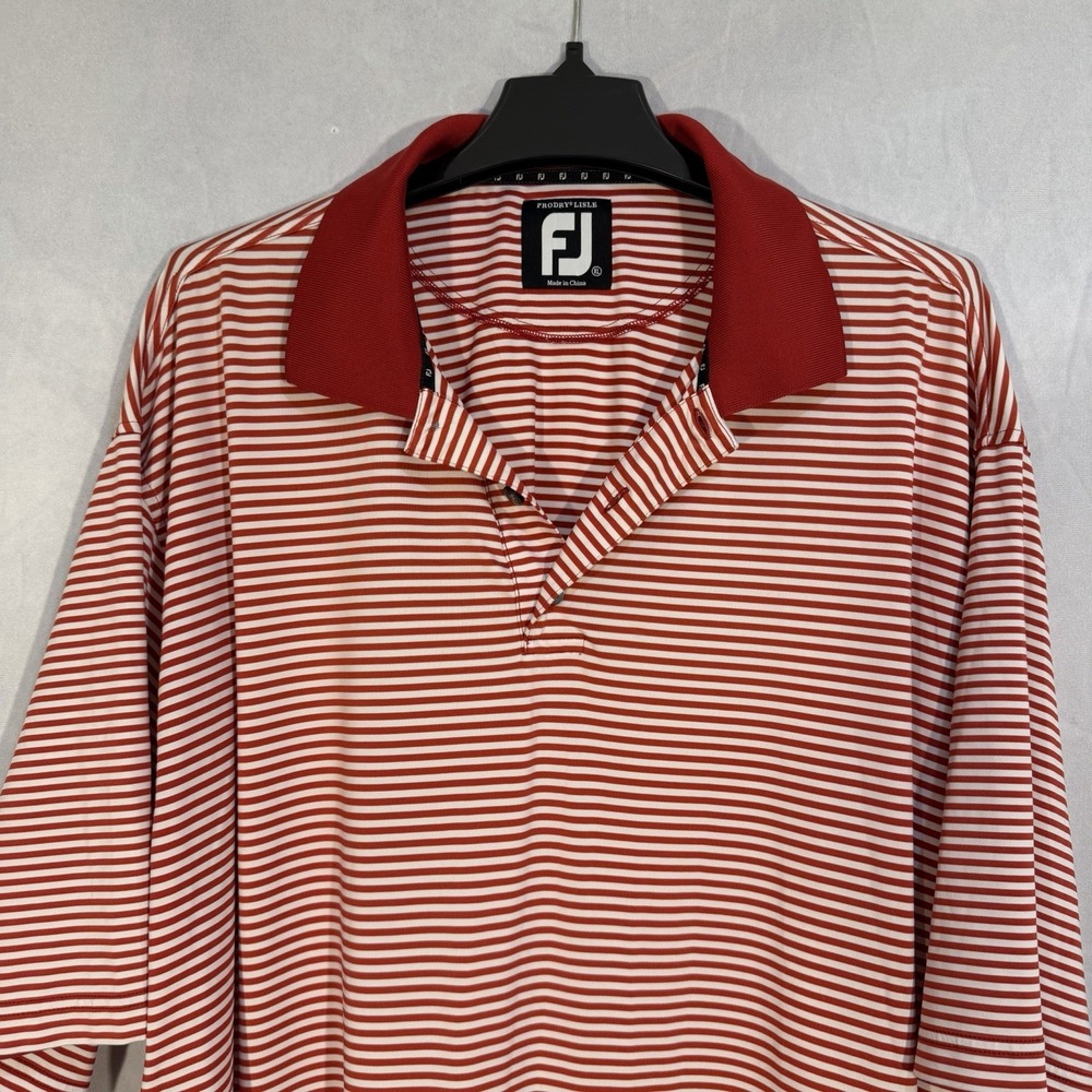 FootJoy ProDry Lisle Golf Polo Shirt Mens XL Red Striped Stretch Comfort Preppy